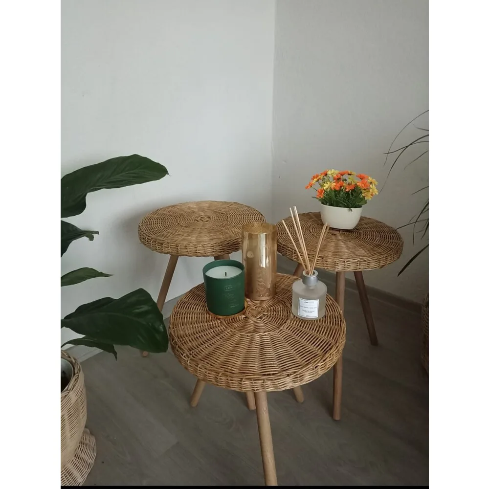 Rattan 3'lü Zigon Sehpa Takımı