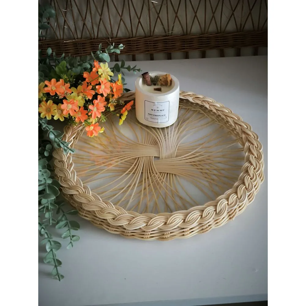 Rattan Cam Tepsi — 35 cm