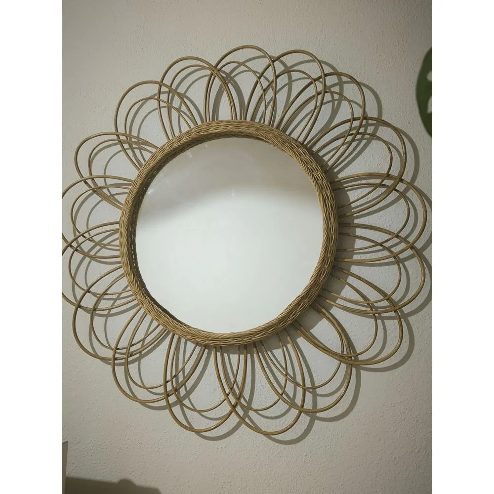 Rattan Duvar Aynası — 75 cm
