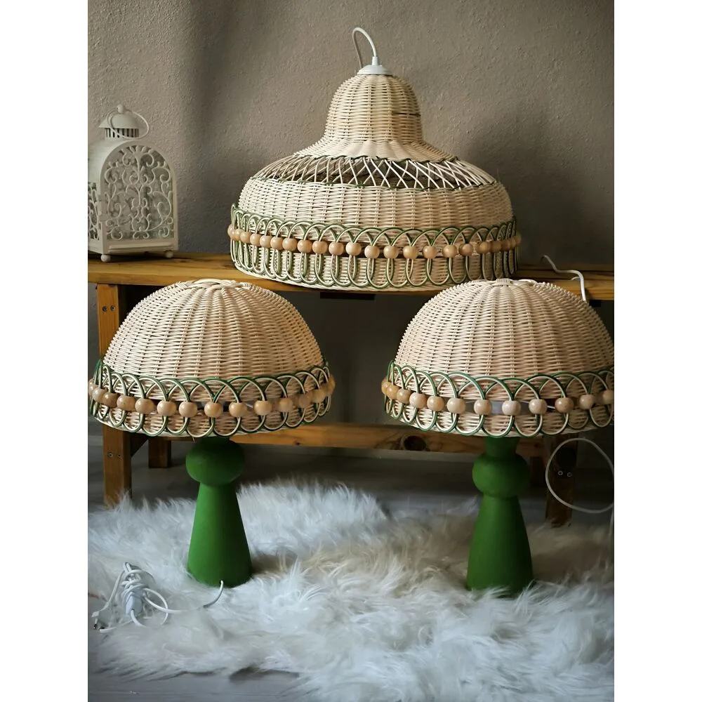 Rattan Üçlü Aydınlatma Seti