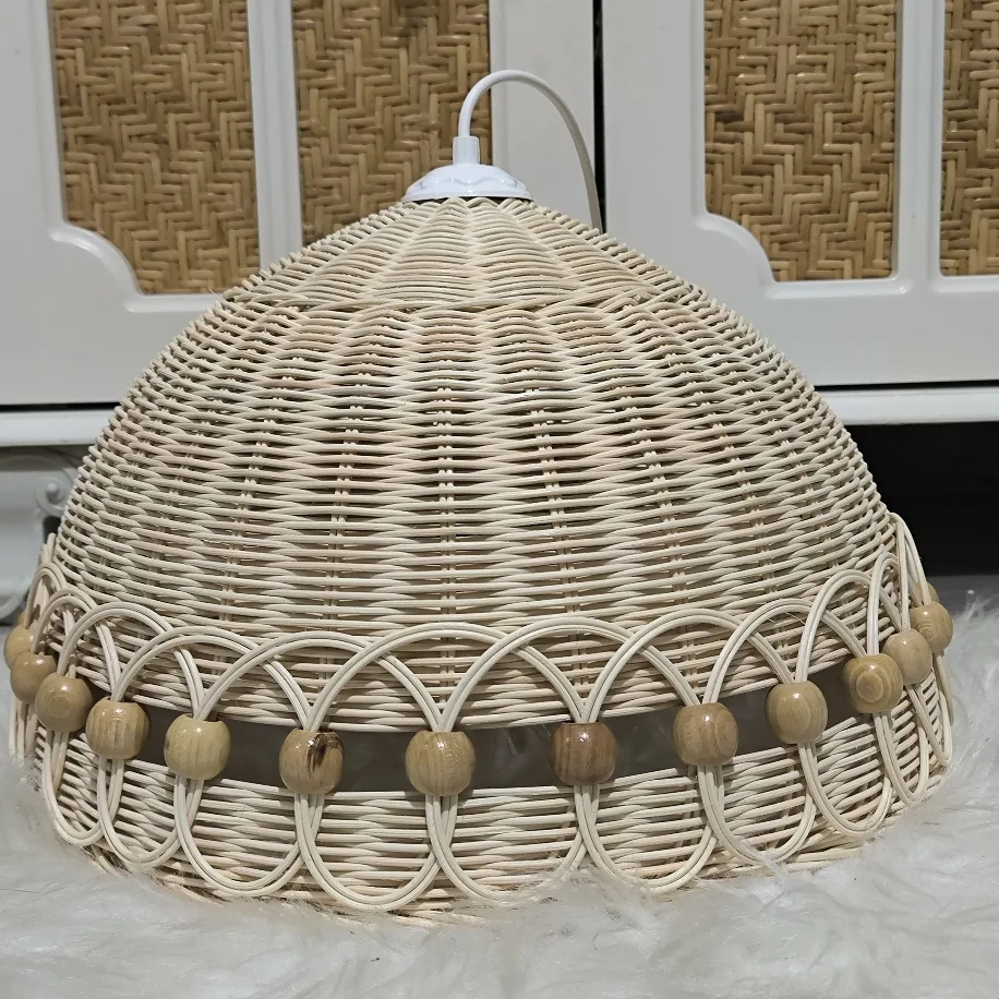 Rattan Boncuklu Avize — 40 cm