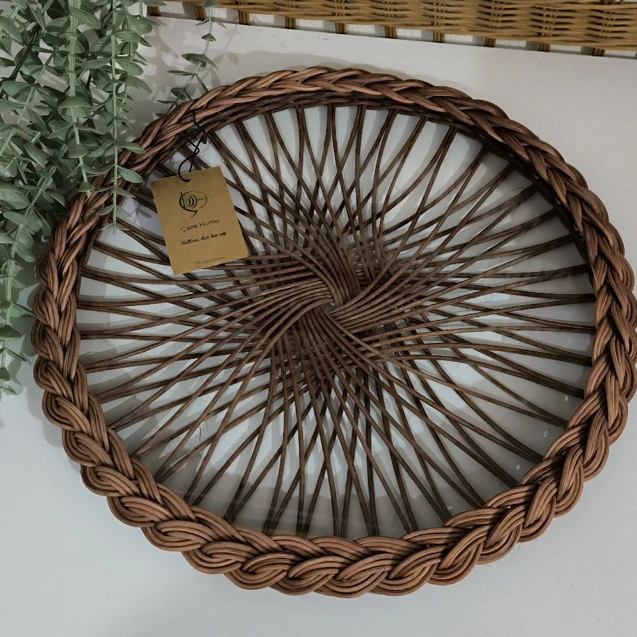 Rattan Cam Tepsi — 37 cm