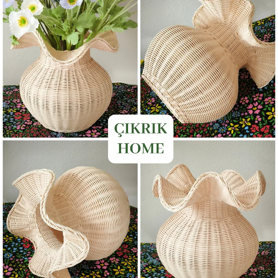Balerina Rattan Vazo — Büyük Boy 30x30 cm