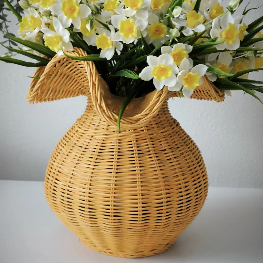 Sarı Balerina Rattan Vazo — 30 cm