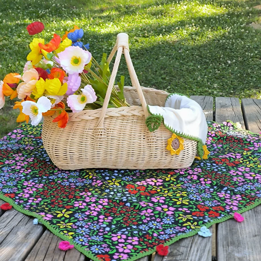 Rattan Kulplu Sepet — 40 cm
